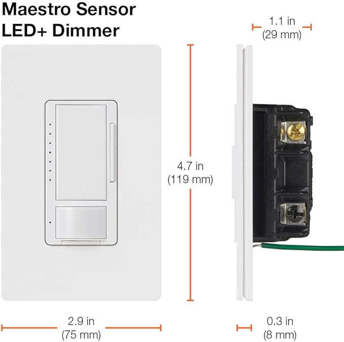 Lutron Maestro LED+ Motion Sensor/Dimmer Switch | 150W LED | Single Pole/Multi-Location | MSCL-OP153M-SW | Snow (Pack of 2)