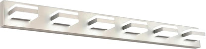 SOLFART LED Modern Bathroom Vanity Lights Over Mirror Fixture Brushed Nickel Vanity Light 6 Light LED Nickel Wall Light
