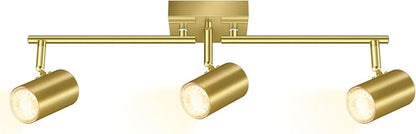 AUQUEE 3 Light Track Lighting Fixtures Ceiling, Gold Kichen Track Lighting, Rotatable Light Heads, Adjustable Modern LED Track Lights for Kitchen/Living Room/Hallway/Bar,GU10 Bulb Not Included