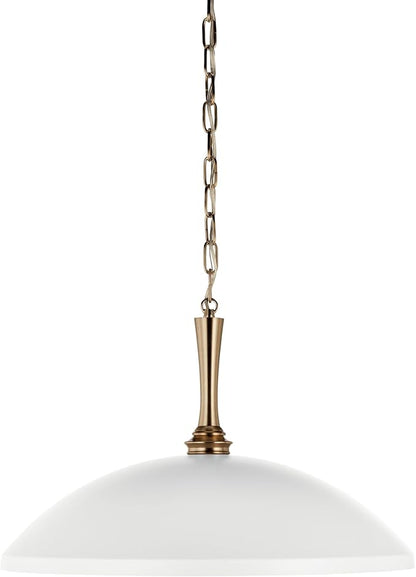 Kichler Delarosa 1-Light Pendant Light Fixture, Traditional Hanging Lamp with White Shade and Champagne Bronze Hardware for Kitchen Island, Dining Room, or Hallway (12.75" x 20.25"), 52638WH