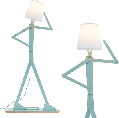 Cool Tall Decorative Floor Lamp Unique Aqua Blue Color Standing Adjustable Corner Reading Wood Lights for Living Room Kids Bedroom Office - LED Bulb Included (Green)