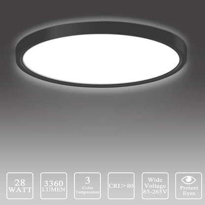 Flush Mount Ceiling Light 2 Pack, 3000K/4500K/6500K switchable Ceiling Light, 12 Inch 28W Round Ceiling Mount Light Fixture for Kitchen, Bedroom, Living Room, Dining Room