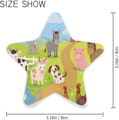 Farm Animals Plug in LED Night Light Lamp with Dusk to Dawn Sensor for Hallway, Kitchen, Bathroom, Bedroom - Star Shaped Decor