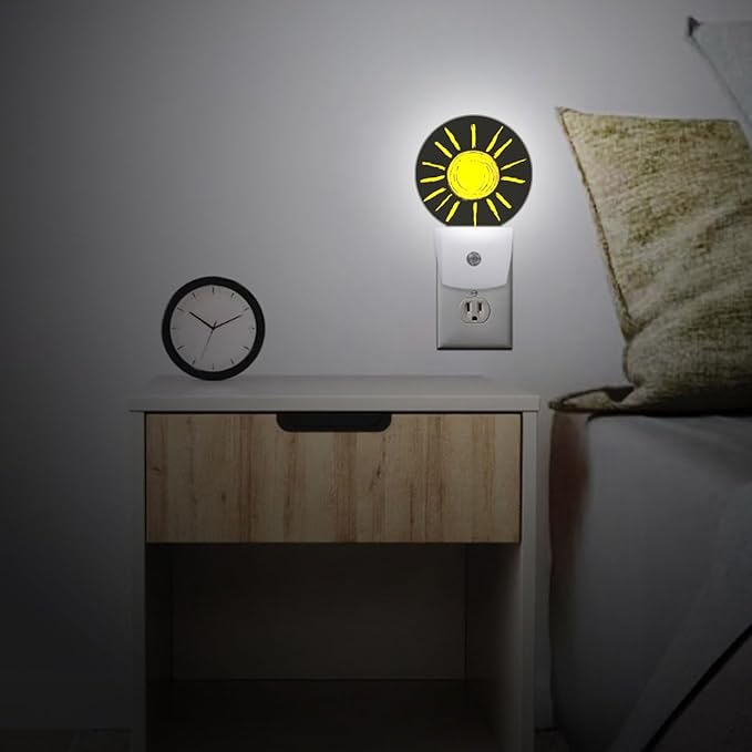 Sun Sunshine Painting Night Light Auto Sensor Led Dusk to Dawn Lamp Home Decor for Men Women