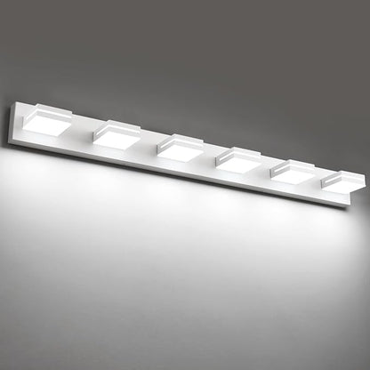 SineRise LED Modern Bathroom Vanity Light Fixtures (6-Light, 48-Inch), Matte White Modern Acrylic Bathroom Wall Lighting Fixtures Over Mirror (Cool White 6000K)