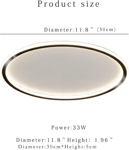 Dimmable LED Ceiling Light Fixture Flush Mount,12" Round Recessed Ceiling Lamp with APP Adjustment,Black Ceiling Lamp 3000K-6000K 33W Close to Ceiling Indoor Lighting for Bedroom Dining Living Room