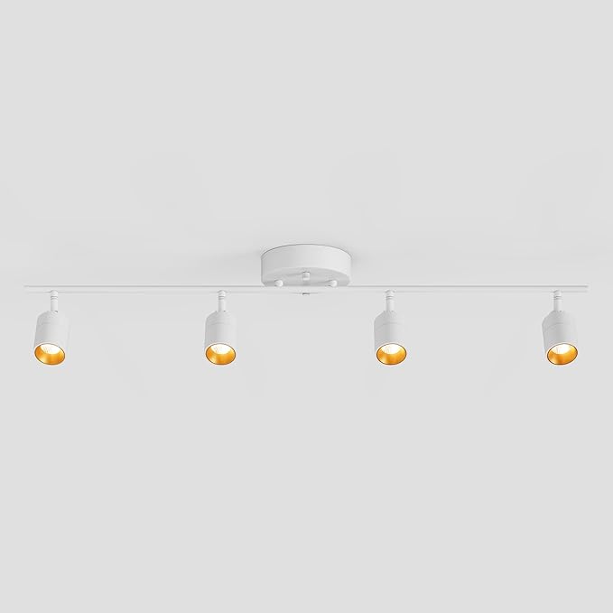 Shura White 4-Light 5CCT Track Light with Rotatable Heads, 5 Color Selectable, Integrated LED Bulbs, 3 ft Track Light Kit, 3000K, 1820 Lumen