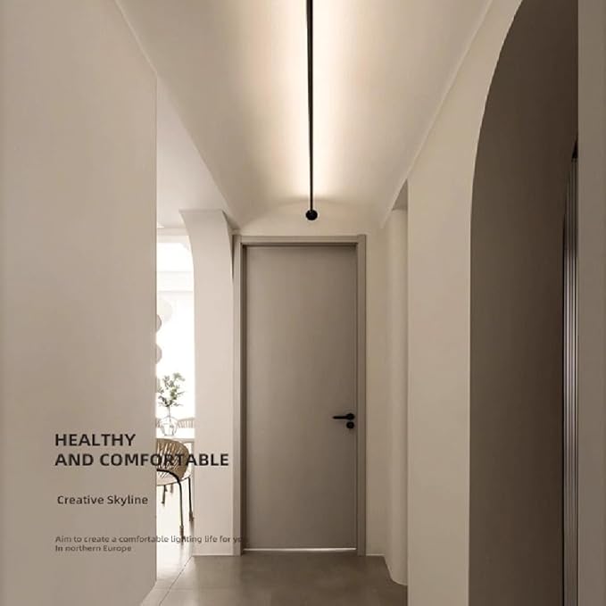DIY Length Ceiling Light Steel Skylight Strip Linear Wall Lamp Skyline For Home Decoration Bar Villa Aisle LED Light Cutting Slim Wall Sconce 360 Degree Ceiling Floor Lighting,4000K Black 315Inch