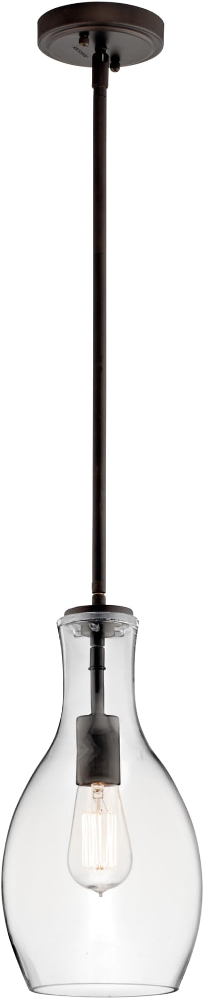 Kichler Everly 13.75" 1 Light Hour Glass Pendant Clear Glass Olde Bronze®