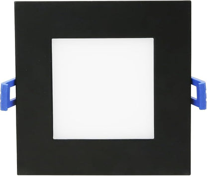 Sunlite 87805 LED 4-Inch Recessed Slim Downlight Fixture, 12 Watts (65W=), 700 Lumens, Indoor & Outdoor, Color Selectable 27K/30K/35K/40K/50K, 90 CRI, 120V, Dimmable, ETL Listed, Matte Black, 1 Pack