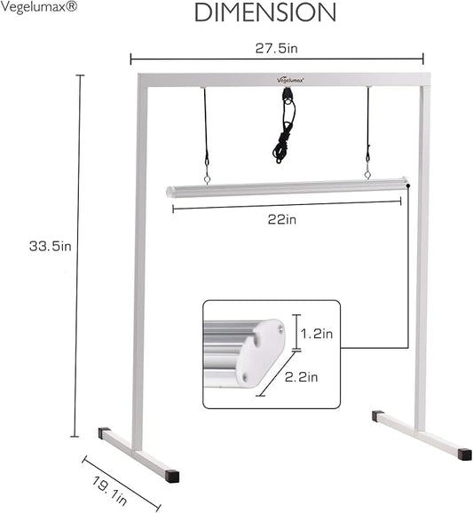 50Watt 2 Feet LED Grow Light Lamp Stand Rack with White Light Full Spectrum CRI90+ for Seedling,Seed Starting Plant Growing,Iron Pipe Frame,Aluminum Heat Sink,CCT6500K,Lamp Height Adjustable