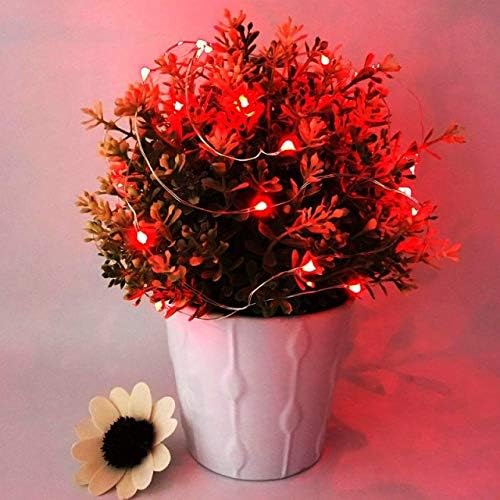 VOOKRY 8 Pack 30 LED Fairy Lights Battery Operated String Lights - 10 ft Red Mini Silver Wire Firefly Starry Moon Lights Waterproof for DIY Crafts Wedding Party Table Centerpieces Bedroom Christmas