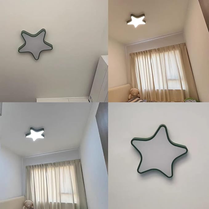 LED Ceiling Light Fixture, Modern Pentagram Recessed Ceiling Lights, 3000K-6000K Dimmable Light, Close to Lighting Flush Mount Living Room Pendant Lamps (Green, 20inch)