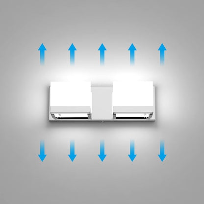 Tipace LED Dimmable Modern 2-Light Vanity Fixture for Bathroom - Frosted White Acrylic Chrome Up and Down Light Over Mirror (6000K)