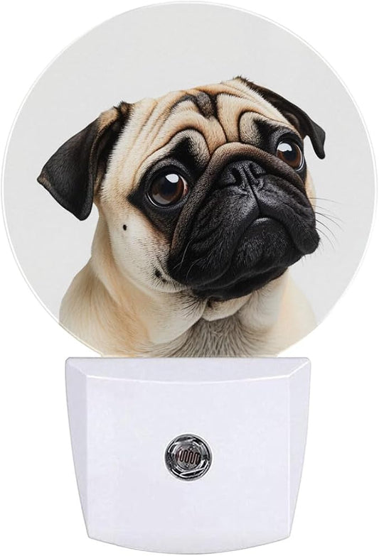 Pug Dog Night Light Plug-in Sleep Lamp Led Dusk to Dawn Night Light for Bedroom