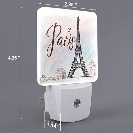 Eiffel Tower Night Lights Plug into Wall Pink Paris Night Light with Dusk to Dawn Sensor for Home Bedroom Bathroom Living Room 0.5W Sleep-Friendly