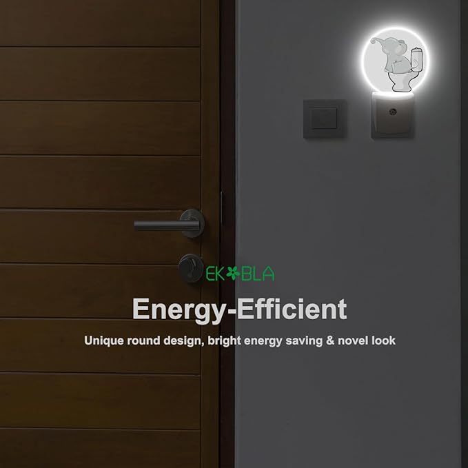 EKOBLA Cute Elephant Night Light, Cartoon Safari Animal Plug into Wall with Dusk to Dawn Sensor, 0.5W LED Energy Saving Nightlight for Bedroom, Bathroom, Hallway