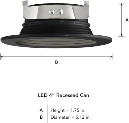 DESIGNERS FOUNTAIN LED Recessed Ceiling Light, 4 Inch 5CCT Downlight Metal Lighting Fixture, Dimmable, 1000 Lumens, 2700K/3000K/3500K/4000K/5000K, Black Baffle Retrofit Trim, EVL40893T50BK