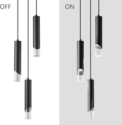 Modern Pendant Light Kitchen Light Fixture Dimmable LED Black Mini Pendant Lights Dinning Room Black Pendant Lighting for Kitchen Island Bedroom (3-Light)
