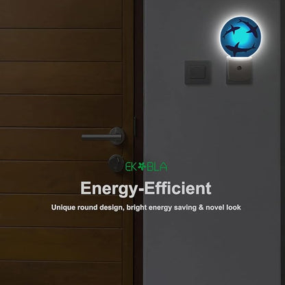 EKOBLA Shark Plug-in LED Night Light, Underwater Ocean Sea Creature Design, Dusk to Dawn Sensor, Coastal Nautical nightlight Decor for Bathroom & Bedroom