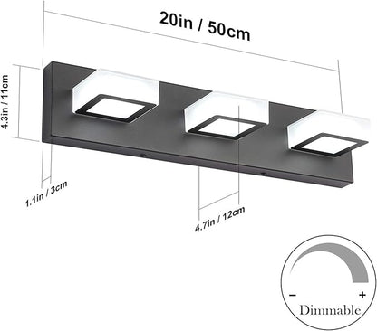 Ralbay 5 Color Temperature Modern LED Black Bathroom Vanity Lights Dimmable Acrylic Modern Black Bathroom Wall Lighting Fixtures