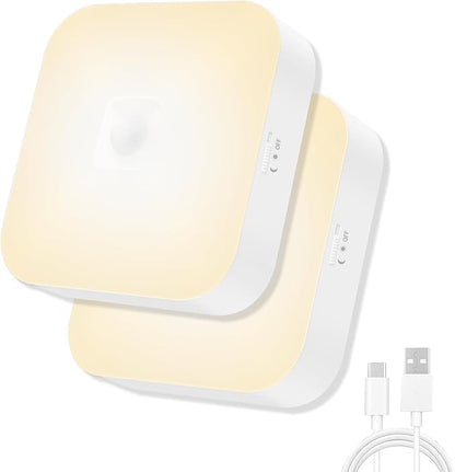 WhitePoplar Wireless Motion Ceiling Light - 500LM Battery Operated Closet & Shower Light, 3000K Warm, Indoor/Outdoor for Closet, Shower, Porch, Hallway, Garage 2Pack