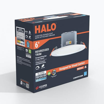 HALO CJB 6 inch 5CCT Canless Recessed Integrated LED Downlight with Attached JBOX