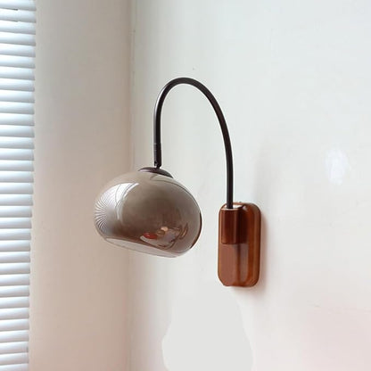 Modern Decoration Wall Sconce Mid Century with White Milk Glass Vintage Industrial Wood Wall Light Hardwired Smoke Grey Amber Farmhouse Reading Wall Lamp for Bedroom Living Room Bedside