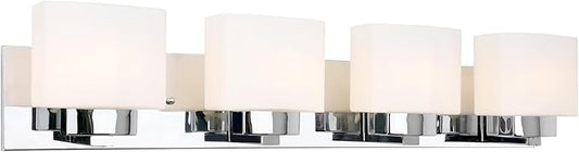 Design House Dove Creek Bathroom Light Fixtures - Traditional 4-Light Vanity Lights for Bathroom - Dimmable Vanity Lights with Frosted Glass – Polished Chrome – Design House, 589671