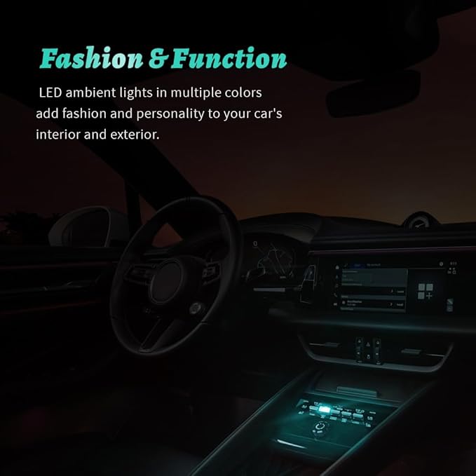 4PCS USB LED Car Interior Atmosphere Lamp, Plug-in USB Decor Night Light, Portable Auto Ambient Lighting Kit, Universal Vehicle Interior Accessories Mini USB LED Light for Most Cars (2Red+2ice Blue)