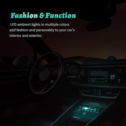4PCS USB LED Car Interior Atmosphere Lamp, Plug-in USB Decor Night Light, Portable Auto Ambient Lighting Kit, Universal Vehicle Interior Accessories Mini USB LED Light for Most Cars (2Red+2ice Blue)