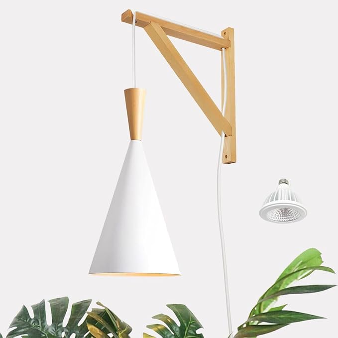 Hanging Grow Light, 20W Full Spectrum Pendant Grow Lights 15FT Power Cord, Decorative Grow Light for Indoor Plants, Flowers, Garden (Ceiling Mounted Hooks&Wall Mounted Bracket Included