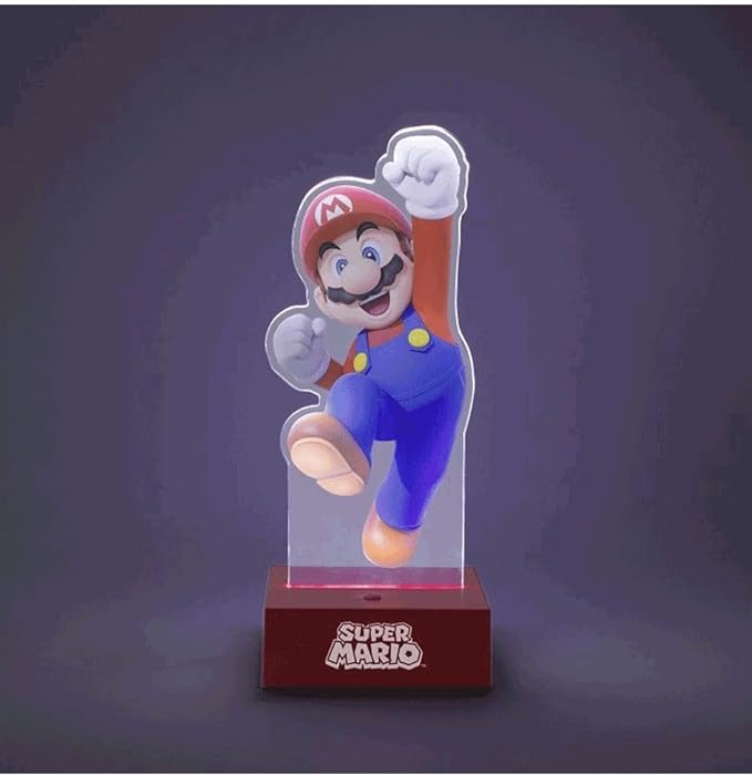 Paladone Super Mario Acrylic Light - Officially Licensed Nintendo, Lamp to Decorate Your Gaming Desk or Night Stand, Bedroom Decor Gamers, Battery Powered