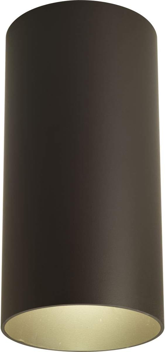 Progress Lighting 6-Inch Cylinder Outdoor Ceiling Light, 1-Light Modern Flush Mount Ceiling Light Fixture, Interior and Exterior Lighting for Home or Porch, Aluminum Construction, Bronze (P5741-20)