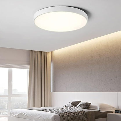LED Ceiling Light Fixture,12 Inch Modern Round Recessed Ceiling Lights,3000K-6000K Dimmable Light,White 18W Close to Ceiling Lighting Flush Mount for Bedroom Living Room Ceiling Lamp