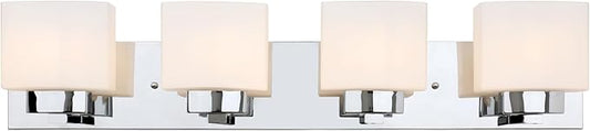 Design House Dove Creek Bathroom Light Fixtures - Traditional 4-Light Vanity Lights for Bathroom - Dimmable Vanity Lights with Frosted Glass – Polished Chrome – Design House, 589671