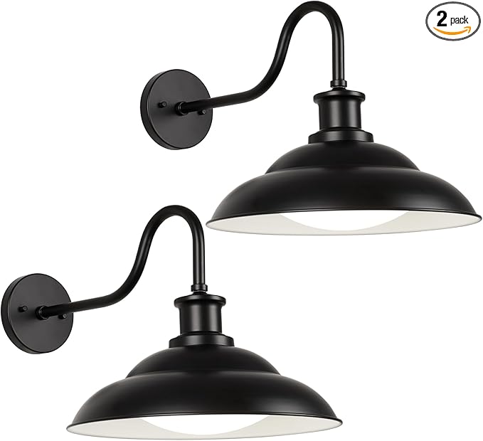 LED Outdoor Barn Lights, 16 Inch Large Farmhouse Exterior Wall Mount Light with Adjustable Color Temperature, Industrial Black Porch Light Outside for Garage Doorway