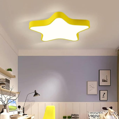 LED Ceiling Light Fixture, Modern Pentagram Recessed Ceiling Lights, 3000K-6000K Dimmable Light, Close to Lighting Flush Mount Living Room Pendant Lamps (Yellow, 20inch)
