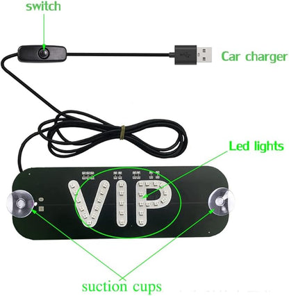 VIP Red Lights, Shared Car LED Sign, Rideshare Sign Decor with DC12V Car Charger Inverter, for Rideshare Driver, 6ft Cable (Red Light, USB Switch)