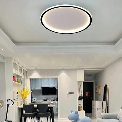 Dimmable LED Ceiling Light Fixture Flush Mount,24" Modern Round Recessed Ceiling Lamp with 3000K-6000K APP Adjustment,Black 66W Close to The Ceiling Lighting Living Room Bedroom