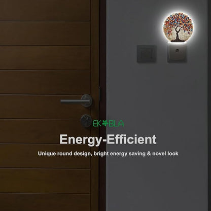 EKOBLA Colorful Seasons Tree Plug-in Night Light, Multi-Color Leaves LED Nightlight with Dusk to Dawn Auto Sensor for Home Indoor Decor