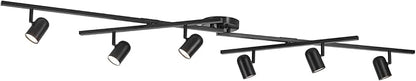 Globe Electric 59471 6-Light Foldable LED Integrated Track Lighting, Matte Black, Center Swivel Bars, 2400 Lumen