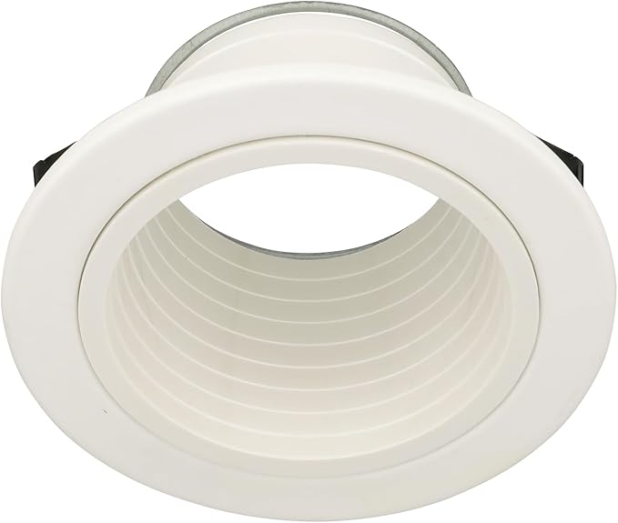 HALO E26 Series 4 in. White Recessed 4001WB-12PK Ceiling Light Plastic Step Baffle with White Trim Ring
