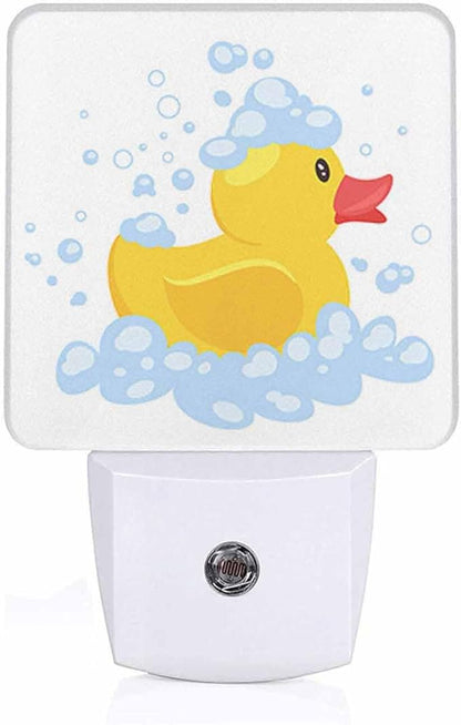 LED Night Light,Cartoon Yellow Rubber Duck LED Night Light Plug into Wall with Dusk to Dawn Light Sensor White Energy Efficient Nightlight for Bedroom Bathroom Hallway Living Room Kitchen