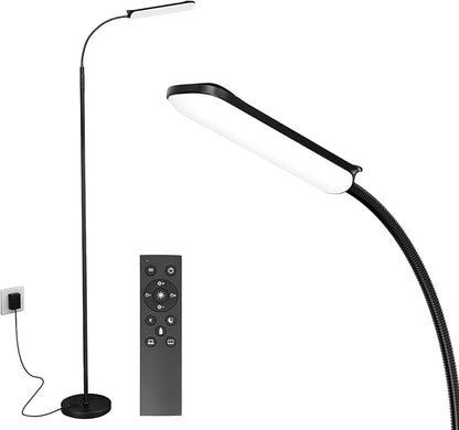 FRIDEKO HOME LED Floor Lamp with Remote, Dimmable Bright Reading Lamp for Crafts, Painting, Office & Bedroom, Adjustable Gooseneck Standing Light, 4 Color Temperatures, 1800LM, Touch Control, Black