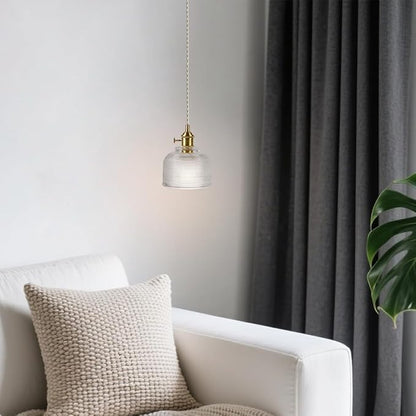 Glass Hanging Lamp Mini Brass Pendant Lights Fixtures 5.7 Inch Vintage Pendant Light Antique Gold Hanging Light for Farmhouse Dining Room Bedroom Hallway Kitchen Island