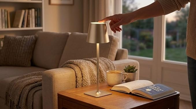 Mikasa Rechargeable LED Table Lamp, 15 Inch Aluminum Touch Control Accent Lamp with Stepless Dimming, 3 Color Temperatures, 5000mAh Battery, Up to 30 Hours Runtime, Home Decor Lamp for Living Room
