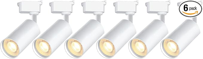 Brightened White H Type Track Lighting Heads (No Track Rails), 6PCS 6000K Cool White 20W 2400lm for Accent Lighting, Dimmable LED Track Lighting Ceiling Spotlight Fixture
