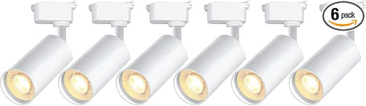 Brightened White H Type Track Lighting Heads (No Track Rails), 6PCS 6000K Cool White 20W 2400lm for Accent Lighting, Dimmable LED Track Lighting Ceiling Spotlight Fixture