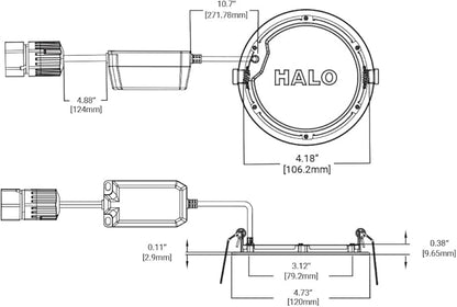 HALO Quicklink 4 Inch Canless Ultra-Thin Recessed Lighting LED Wafer Light for Ceiling and Shower - 6 Pack Starter Kit - 605 Lumens - 5 Selectable Color Temperatures, 0-10V Commercial Dimming